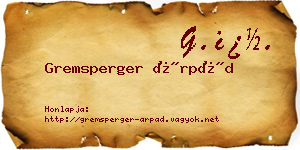 Gremsperger Árpád névjegykártya
